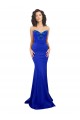 Discount Stretch Crepe Mermaid Long Sleeveless Royal Blue Low Back Formal Dress