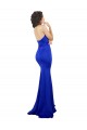 Discount Stretch Crepe Mermaid Long Sleeveless Royal Blue Low Back Formal Dress