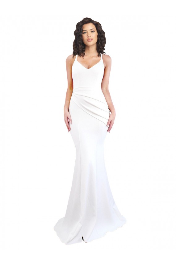 Discount Stretch Crepe Mermaid Long Sleeveless Low Back Black Tie Formal Dress