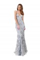 Discount Stretch Crepe & Sequin Tulle Mermaid Mermaid Sleeveless Silver Formal Dress