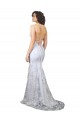 Discount Stretch Crepe & Sequin Tulle Mermaid Long Sleeveless Backless Formal Dress