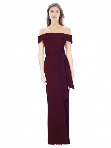 Discount Stretch Crepe Mermaid Long Sleeveless Off the Shoulder Low Back Formal Dress