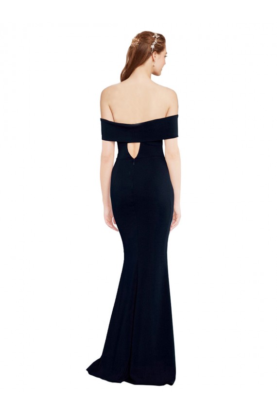 Discount Stretch Crepe Mermaid Long Sleeveless Keyhole Back Formal Dresses