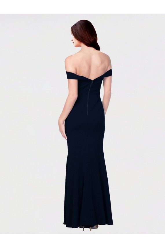 Discount Stretch Crepe Mermaid Long Sleeveless Ivory Low Back Formal Dress