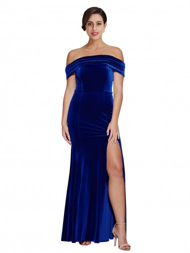 Discount Stretch Velvet Mermaid Long Sleeveless Formal Dress