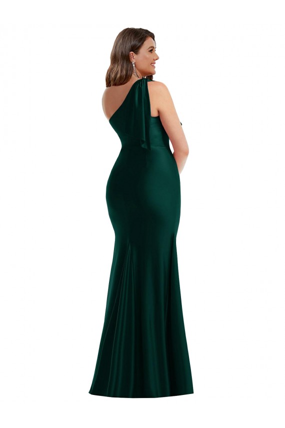 Discount Silky Satin Mermaid Long Sleeveless Front Slit Formal Dress