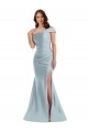Discount Silky Satin Mermaid Long Sleeveless Light Sky Blue Formal Dress