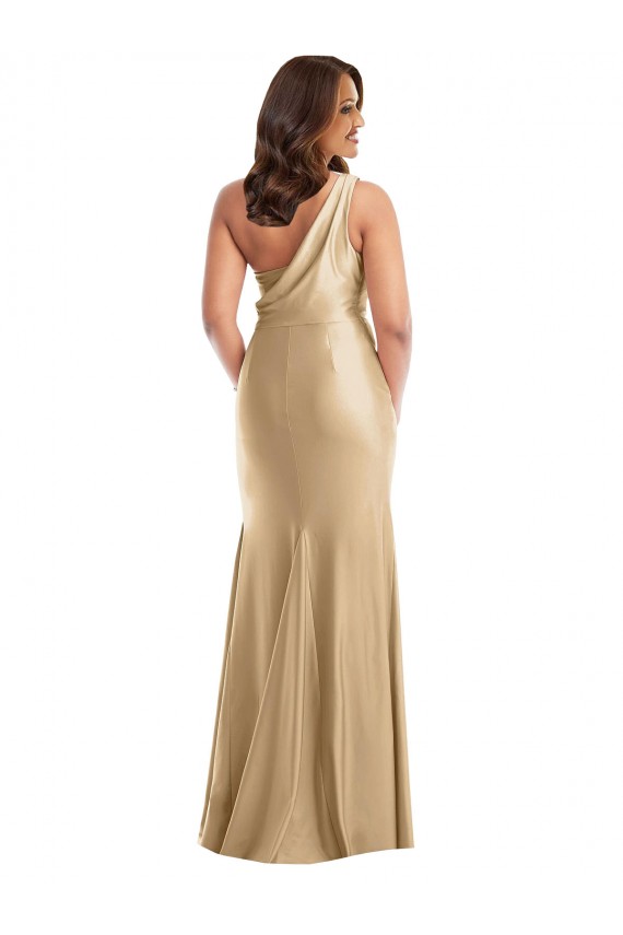 Discount Silky Satin Mermaid Long Sleeveless Formal Plus Size Formal Dress