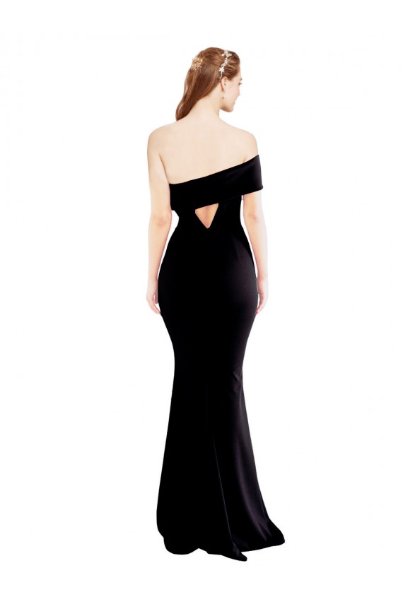 Discount Stretch Crepe Mermaid Long Sleeveless Keyhole Back Formal Dress
