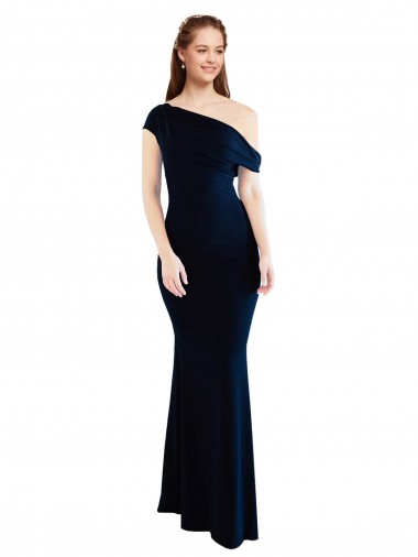 Discount Stretch Crepe Mermaid Long Sleeveless One Shoulder Formal Dress