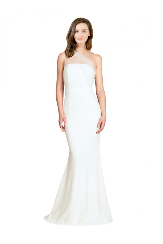Discount Stretch Crepe & Tulle Mermaid Sweep Train Sleeveless Formal Dress