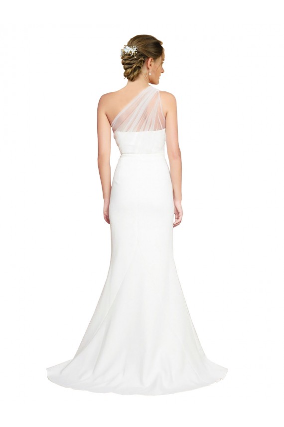 Discount Stretch Crepe & Tulle Mermaid Sweep Train Sleeveless Formal Dress
