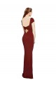 Discount Stretch Crepe Mermaid Long Cap Sleeves Keyhole Back Formal Dress