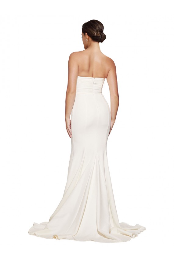 Discount Stretch Satin Mermaid Sweep Train Sleeveless Low Back Formal Dress