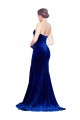 Discount Stretch Velvet Mermaid Sweep Train Sleeveless Low Back Front Slit Formal Dress