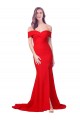 Discount Stretch Crepe Mermaid Long Sleeveless Red Formal Gowns