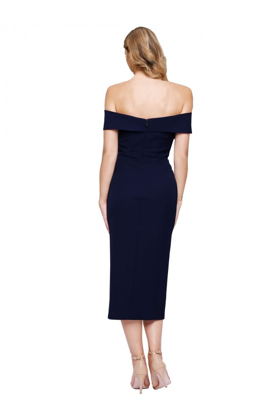 Discount Stretch Crepe Mermaid Midi Length Sleeveless Formal Dress