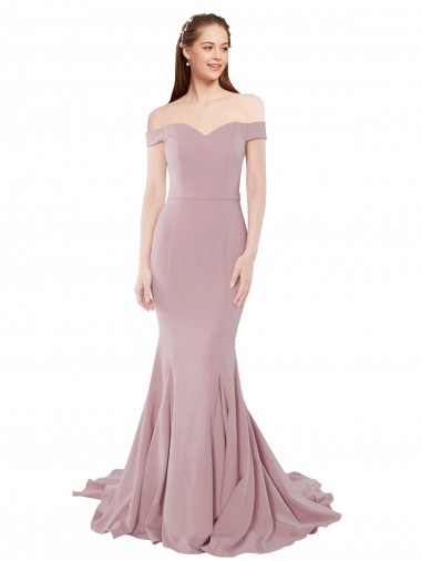Discount Stretch Crepe Mermaid Sweep Train Sleeveless Formal Gowns
