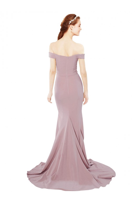 Discount Stretch Crepe Mermaid Sweep Train Sleeveless Formal Gowns