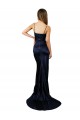 Discount Stretch Satin Mermaid Long Sleeveless Dark Navy Formal Dress
