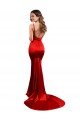 Discount Stretch Satin Mermaid Long Sleeveless Low Back Formal Dress