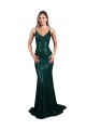 Discount Sequin Mermaid Long Sleeveless Low Back Dark Green Formal Dress