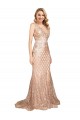 Discount Sequin & Sparkling Sequin Mermaid Long Sleeveless V-Back Formal Plus Size Formal Dress