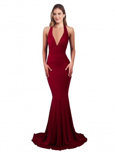 Discount Spandex Mermaid Long Sleeveless Open Back Formal Dress