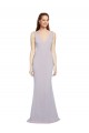 Discount Stretch Crepe Mermaid Long Sleeveless Keyhole Back Arctic Lilac Formal Dress