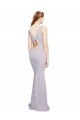 Discount Stretch Crepe Mermaid Long Sleeveless Keyhole Back Arctic Lilac Formal Dress