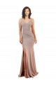 Discount Stretch Crepe Mermaid Long Sleeveless Low Back Side Slit Formal Dress