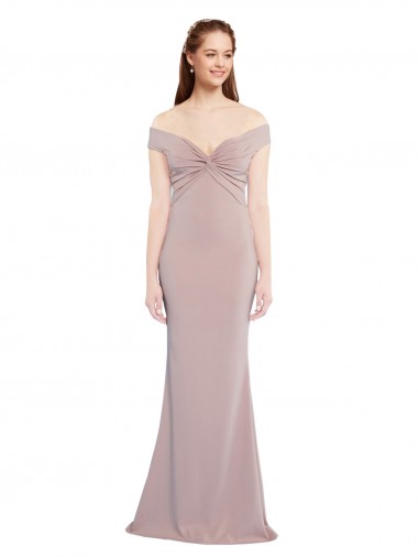 Discount Stretch Crepe Mermaid Long Sleeveless Off the Shoulder Keyhole Back Formal Dress