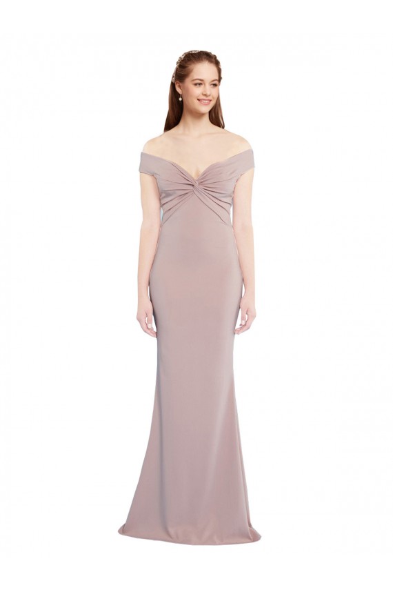 Discount Stretch Crepe Mermaid Long Sleeveless Off the Shoulder Keyhole Back Formal Dress