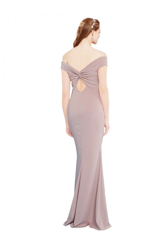 Discount Stretch Crepe Mermaid Long Sleeveless Off the Shoulder Keyhole Back Formal Dress