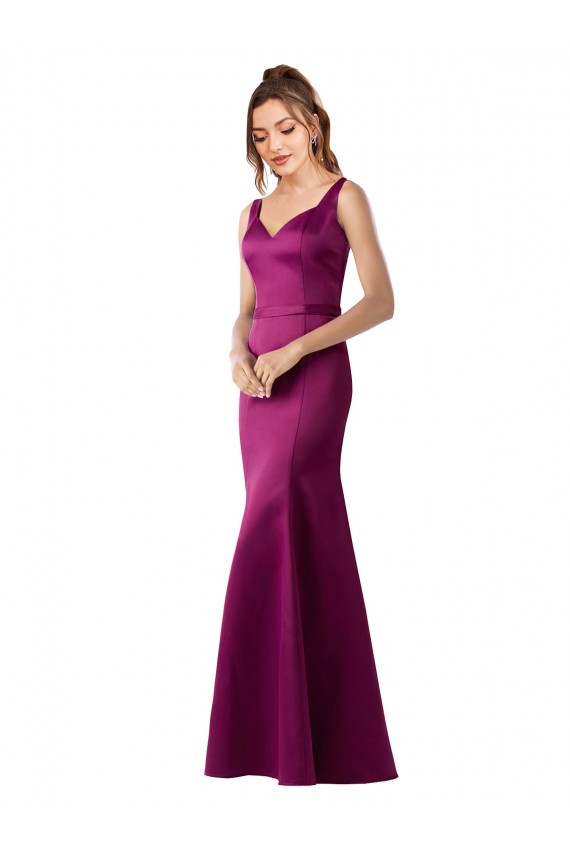 Discount Satin Sheath Long Sleeveless Open Back Black Tie Formal Dress