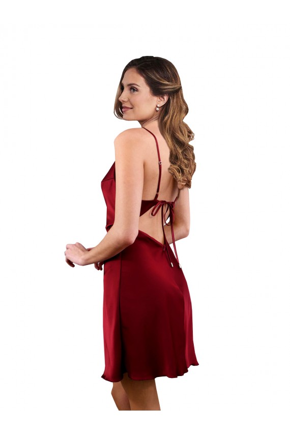 Discount Silky Satin Sheath Midi Length Sleeveless Criss Cross Open Back Formal Dress