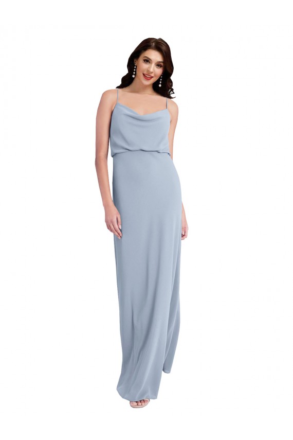 Discount Stretch Crepe Sheath Long Sleeveless V-Back Formal Gowns