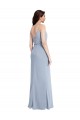 Discount Stretch Crepe Sheath Long Sleeveless V-Back Formal Gowns