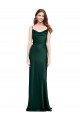 Discount Stretch Satin Sheath Long Sleeveless V-Back Black Tie Formal Dress