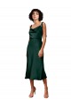 Discount Stretch Satin Sheath Midi Length Sleeveless Black Tie Formal Dress