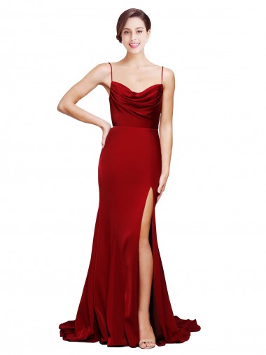 Discount Stretch Satin Sheath Sweep Train Sleeveless Criss Cross Back Black Tie Formal Dress
