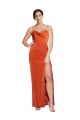 Discount Stretch Satin Sheath Sweep Train Sleeveless Criss Cross Back Formal Dress