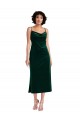 Discount Stretch Velvet Sheath Midi Length Sleeveless Criss Cross Open Back Black Tie Formal Dress