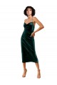 Discount Stretch Velvet Sheath Midi Length Sleeveless Criss Cross Open Back Formal Dress