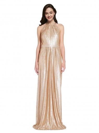 Discount Sequin Sheath Long Sleeveless Formal Gowns