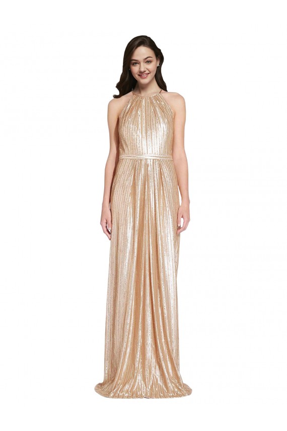 Discount Sequin Sheath Long Sleeveless Formal Gowns