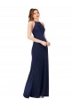 Discount Silky Satin Sheath Long Sleeveless Criss Cross Back Formal Dress