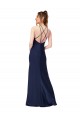 Discount Silky Satin Sheath Long Sleeveless Criss Cross Back Formal Dress