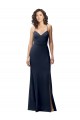 Discount Stretch Crepe Sheath Long Sleeveless Criss Cross Back Formal Dress