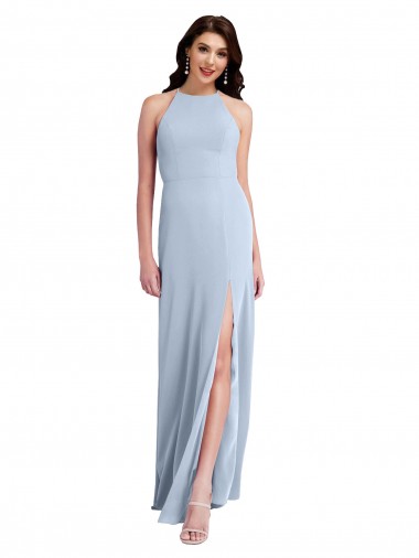 Discount Stretch Crepe Sheath Long Sleeveless Criss Cross Open Back Formal Dress